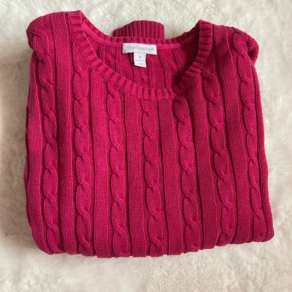 Pink cable knit sweater